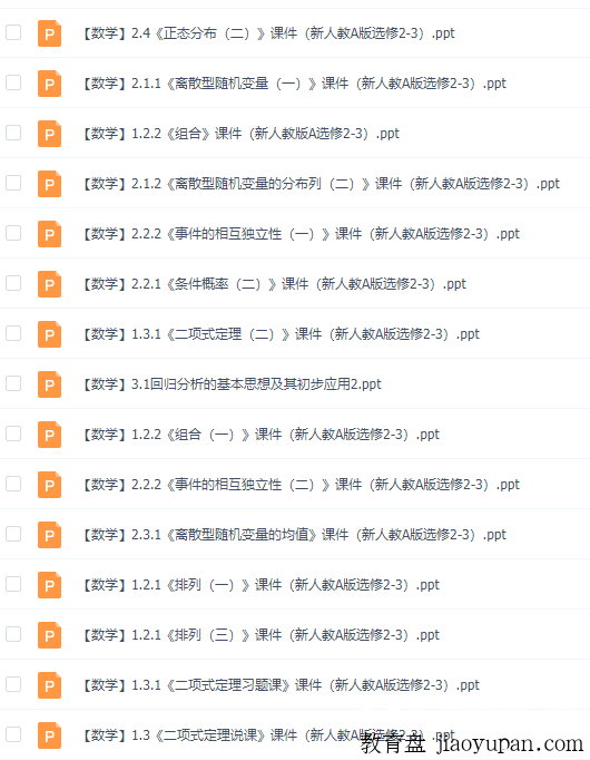 人教版高中数学选修2-3，超齐全，知识点针对性强！插图1