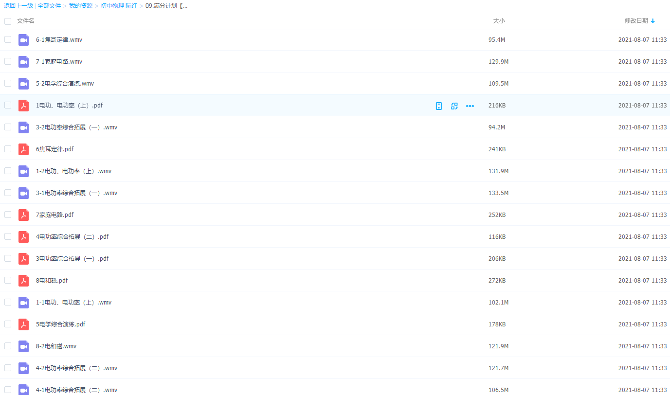 初中物理阮红满分计划电学篇之电功率综合、电与磁插图