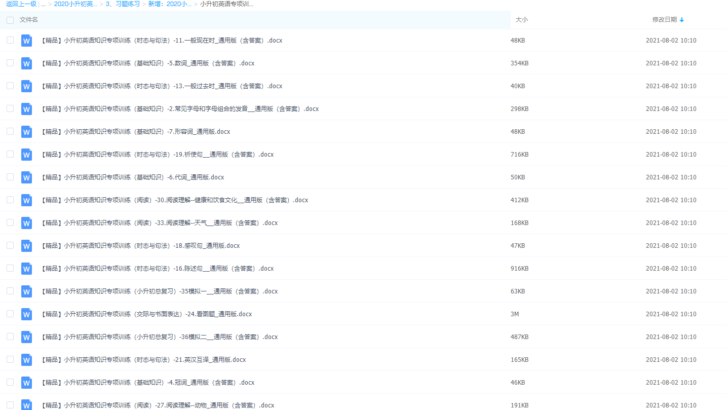 小升初英语专项训练学生版2020小升初英语专项训练插图 小升初英语专项训练学生版2020小升初英语专项训练插图