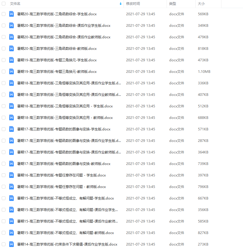 尚孔数学高中讲义(word讲义)高三暑假考前培优插图 尚孔数学高中讲义(word讲义)高三暑假考前培优插图