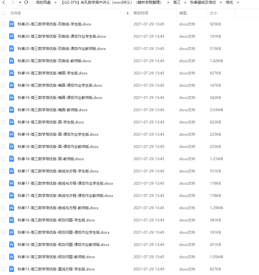 尚孔数学高中讲义word讲义高三秋季培优班高考必备插图