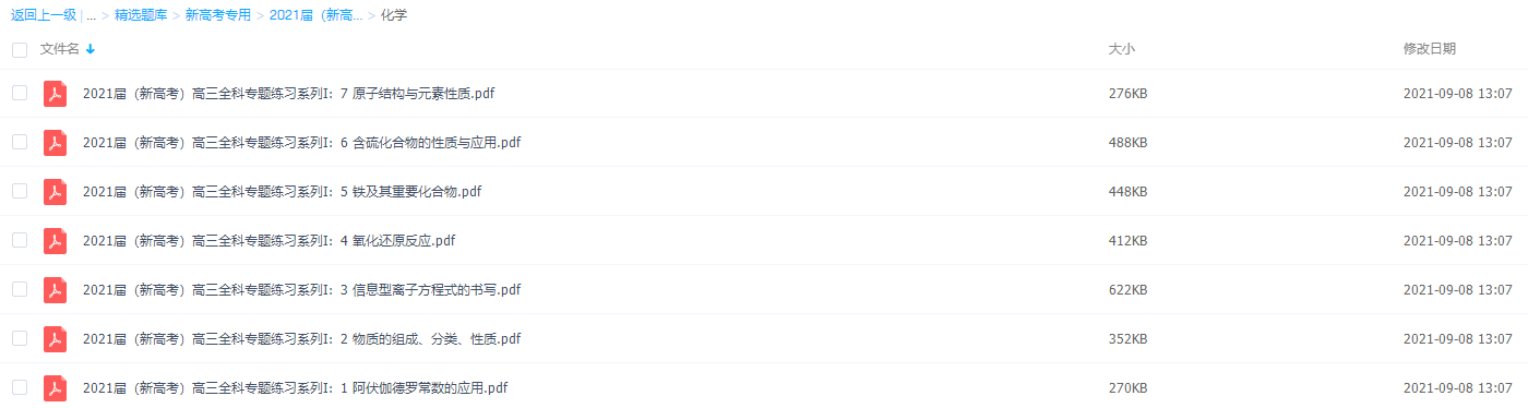 2021届(新高考)高三化学专题练习系列Ⅰ插图 2021届(新高考)高三化学专题练习系列Ⅰ插图