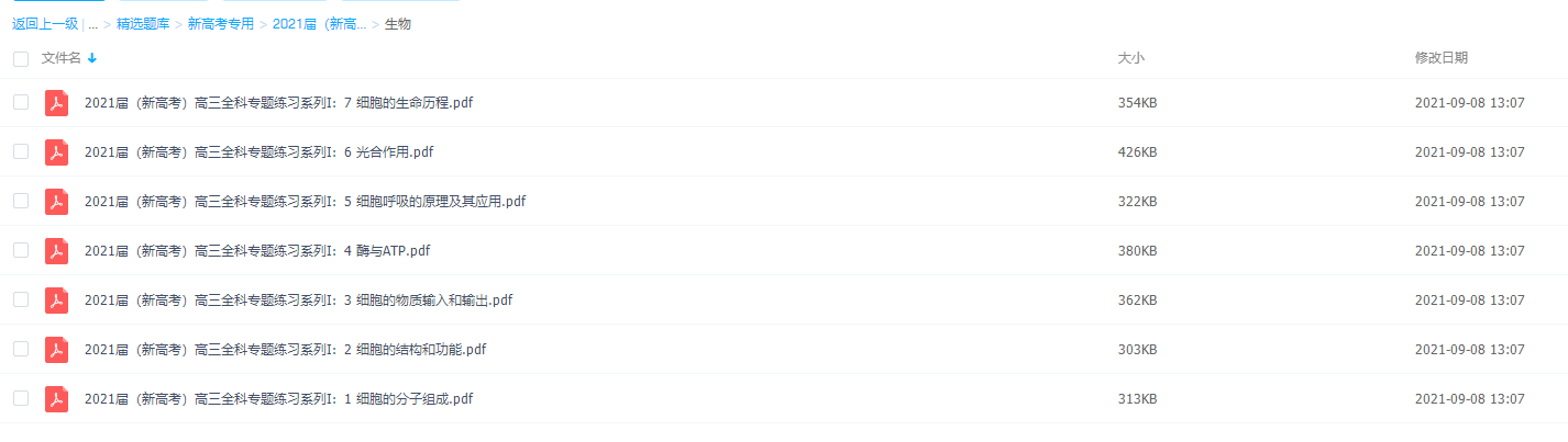 2021届（新高考）高三生物专题练习系列Ⅰ插图
