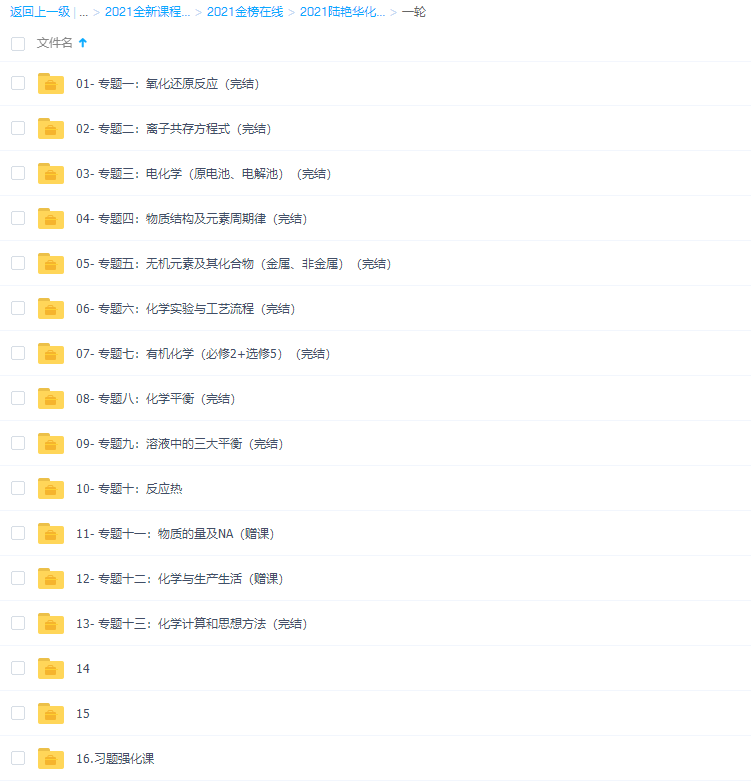 金榜在线2021陆艳华一轮化学高清视频课程插图 金榜在线2021陆艳华一轮化学高清视频课程插图