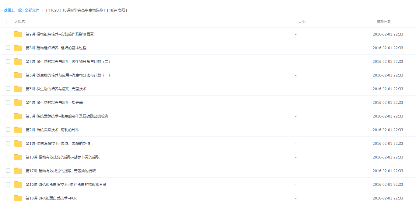 学而思高三高阳高中生物选修1全套教学视频插图