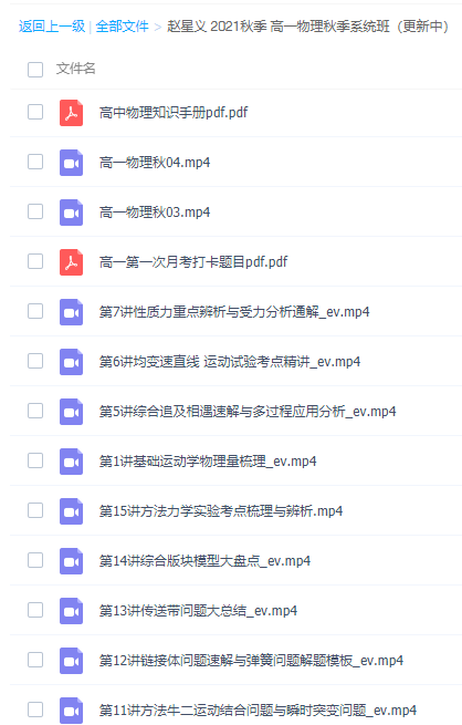 腾讯课堂赵星义2021秋季高一物理秋季班更新15讲插图