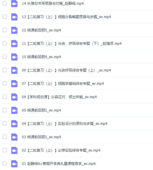 猿辅导赵静娴2022届高考生物二轮复习寒春联报寒假班视频课程完结插图1