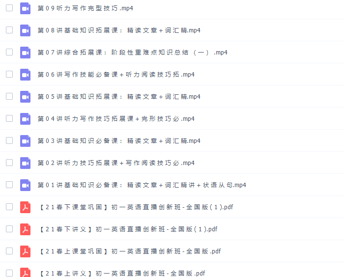 学而思毕春艳初一英语下学期课外辅导讲课视频（2021创新班全国通用版）插图1