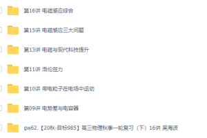 2020秋吴海波高三物理秋季一轮复习（下）目标985直播班