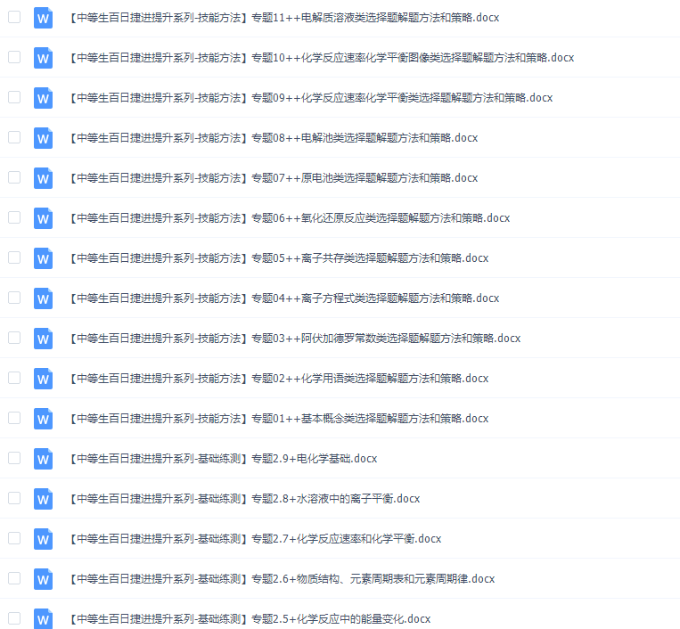 《百日冲系列》化学中等生高考备考百日捷进Word版插图1