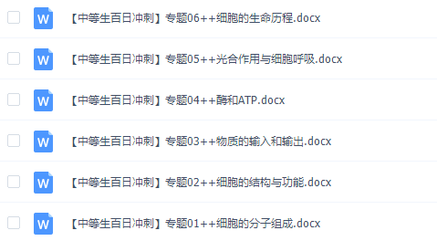 《百日冲系列》生物中等生高考备考百日捷进Word版插图