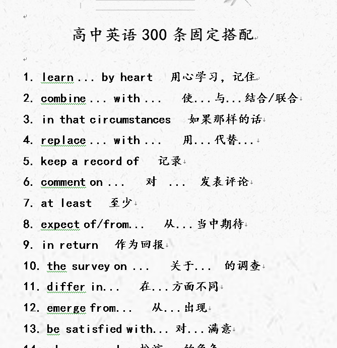 高中英语300条固定搭配 短语 word 可编辑可打印插图